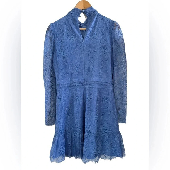 SAYLOR Jayme Lace Mini Long Sleeve Dress In Cornflower Blue Periwinkle Size Sm - Picture 4 of 7